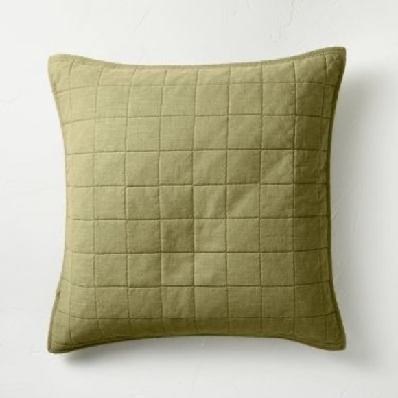 Casaluna Heavyweight Linen Blend Quilt Pillow Sham Moss Green - Picture 1 of 5